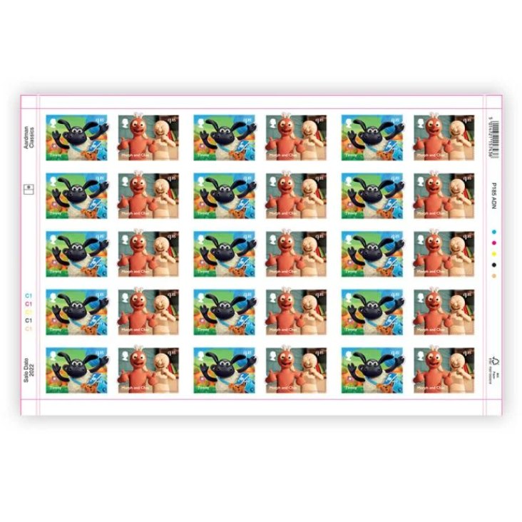 Aardman Classics £1.85 Sheet - 30 High Value Stamps