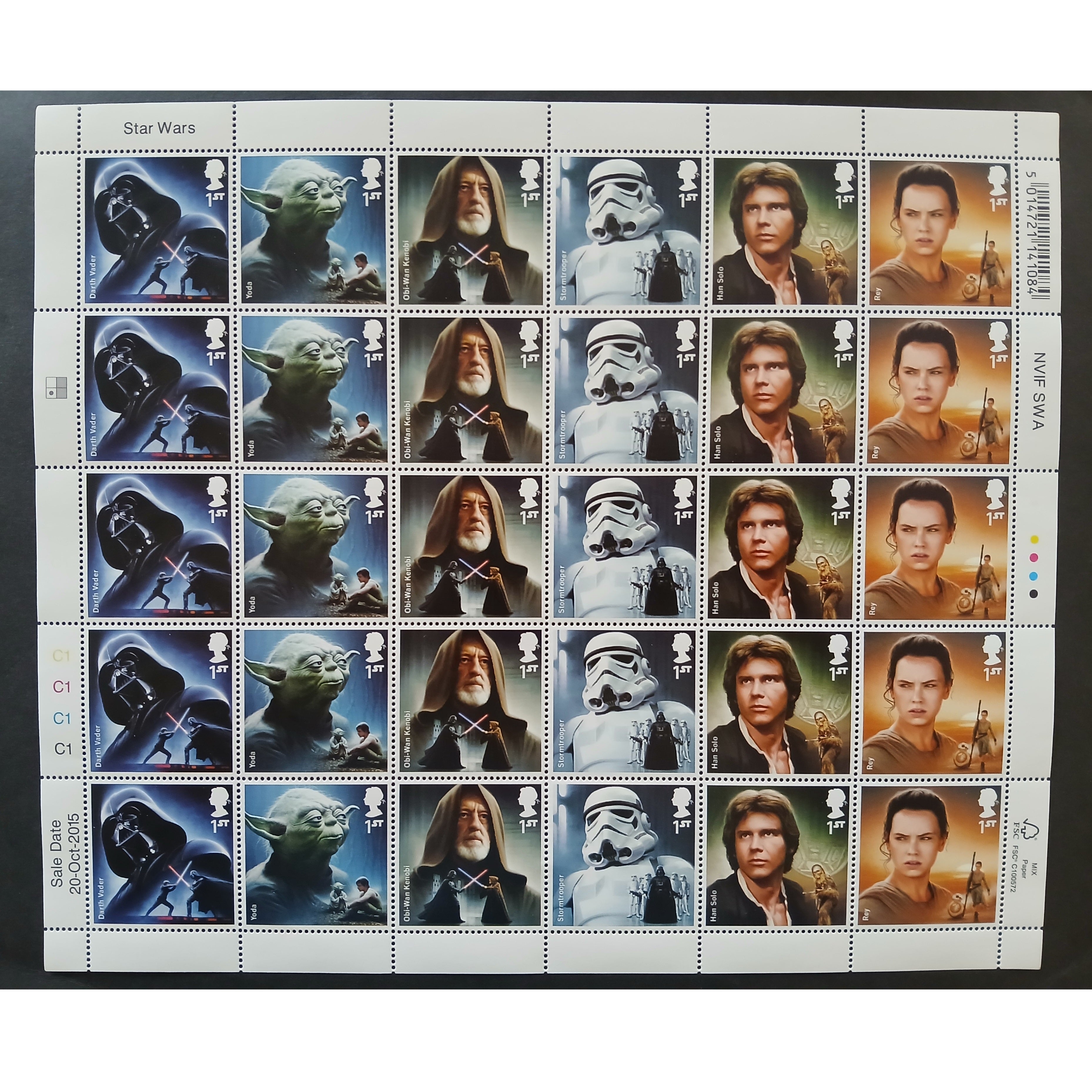 Star Wars 2015 Sheet - 30 First Class Stamps