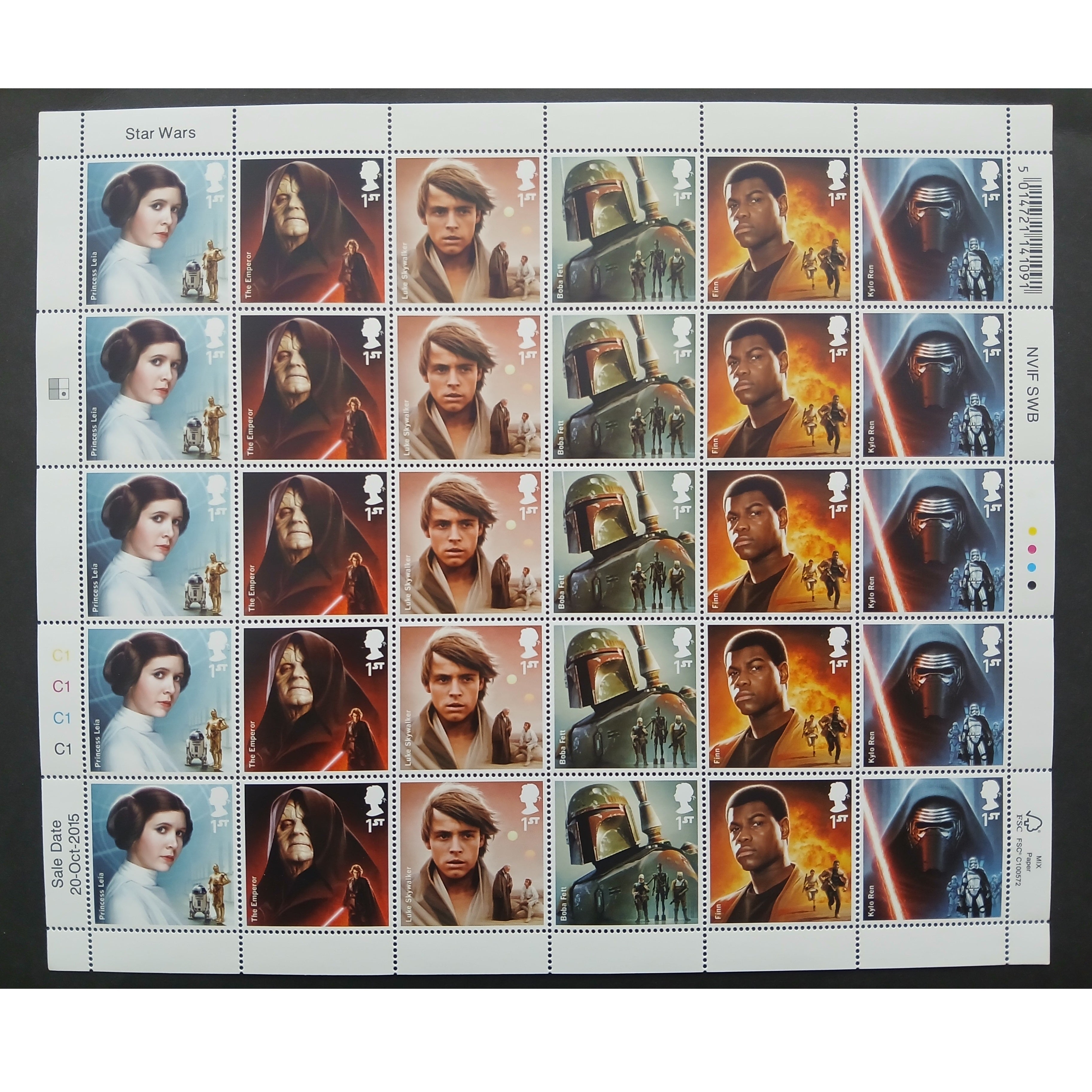 Star Wars 2015 Sheet - 30 First Class Stamps