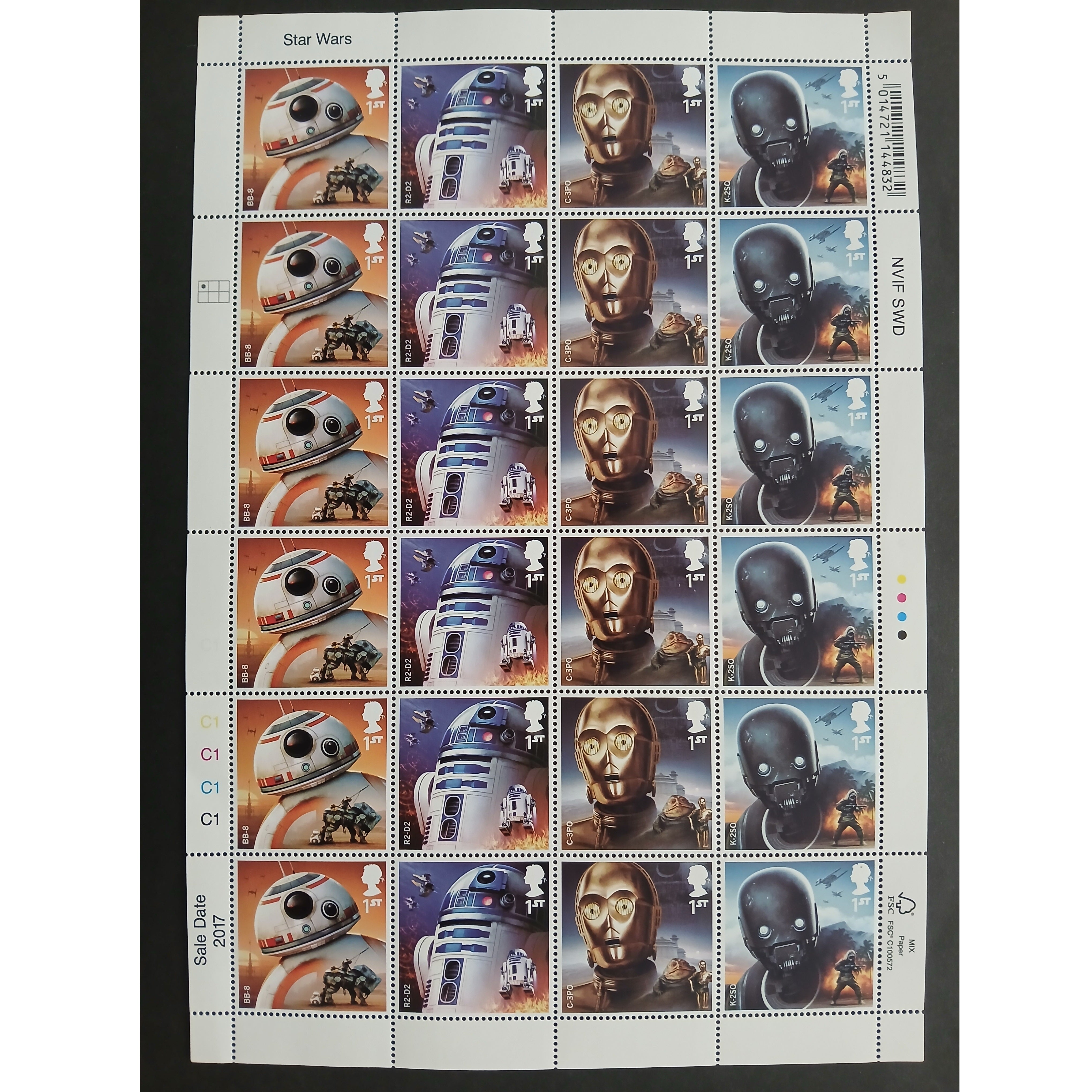 Star Wars 2017 Sheet - 24 First Class Stamps