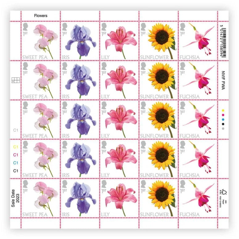 Flowers Sheet - 25 First Class Stamps